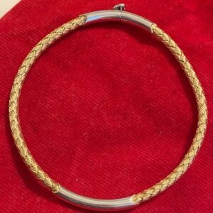 Vecceli Italy  18k yellow Gold and white goldBraided Bracelet 
Size 7 -7.5
8.55